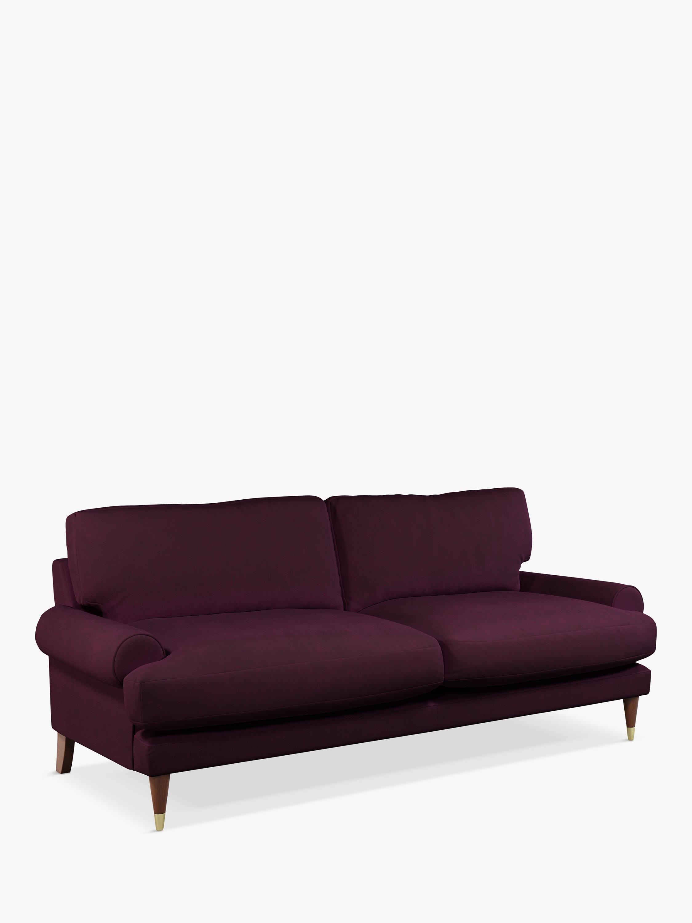 Roche Range, John Lewis + Swoon Roche Large 3 Seater Sofa, Dark Leg, Damson Purple Velvet