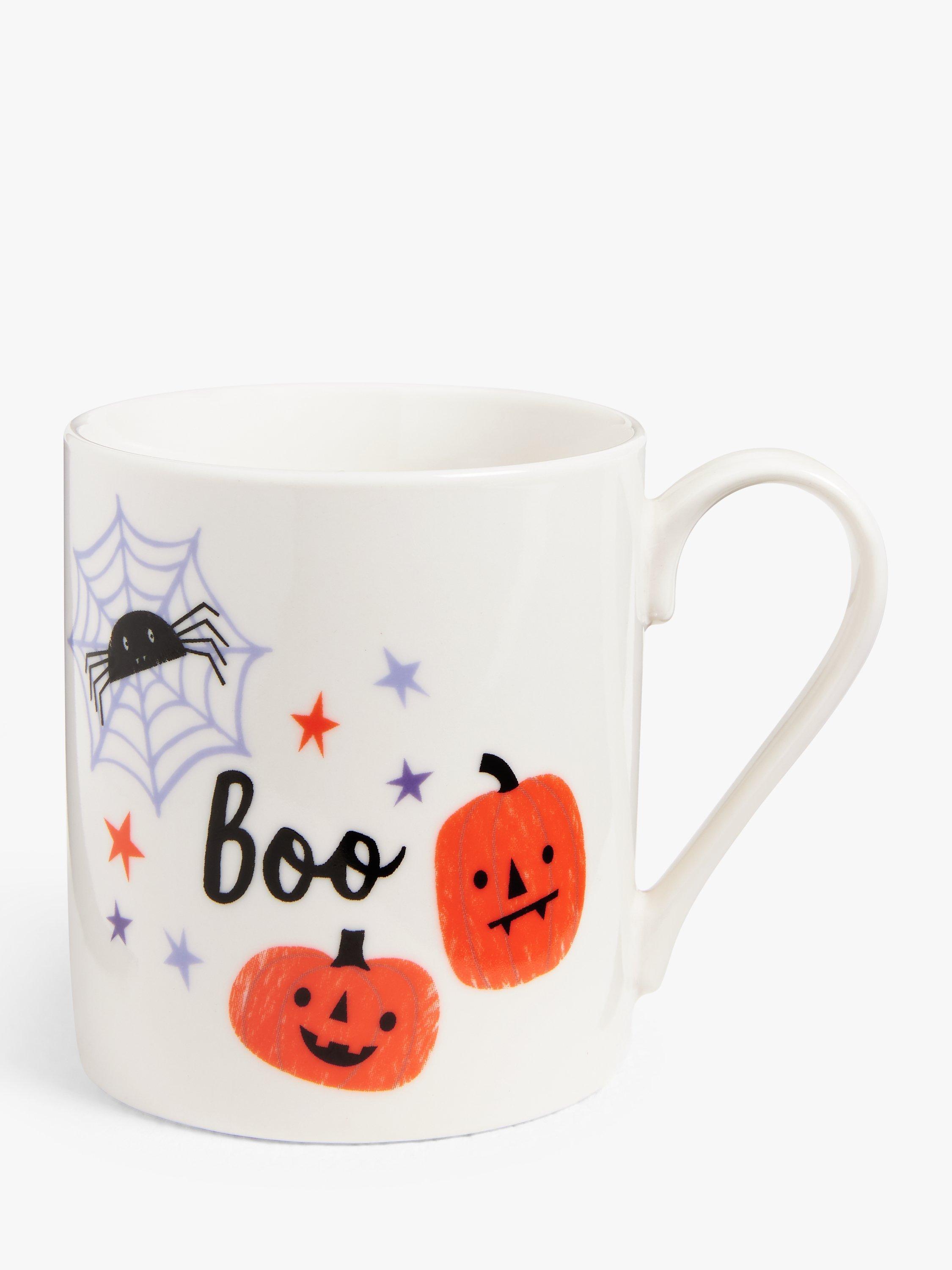 John Lewis Halloween Boo Fine China Mug, 370ml, Orange