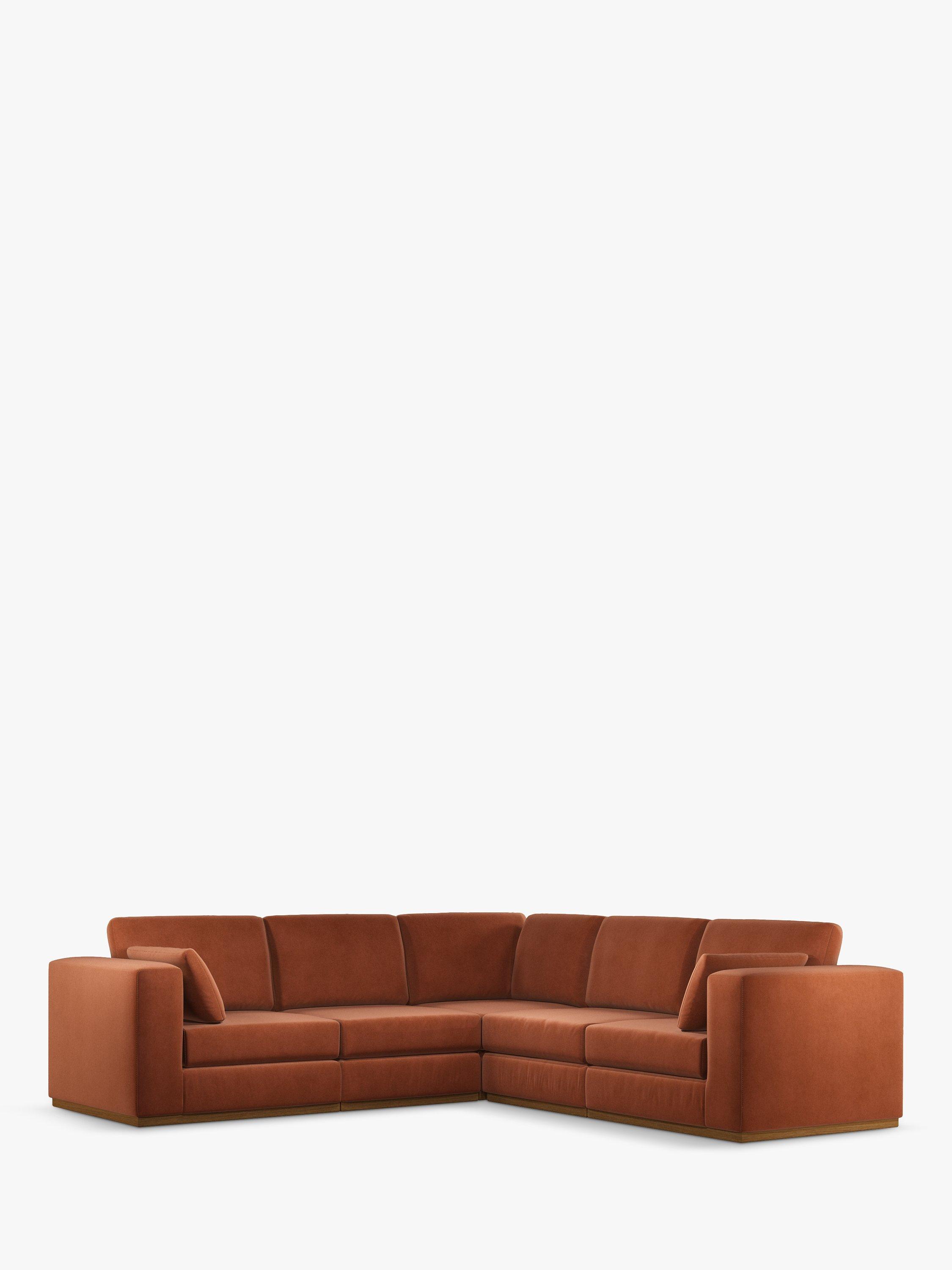 Rubik Range, John Lewis + Swoon Rubik Grand 5 Seater Corner Sofa, Dark Leg, Rust Velvet