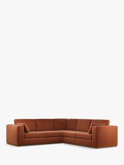 John Lewis + Swoon Rubik Grand 5 Seater Corner Sofa, Dark Leg, Rust Velvet