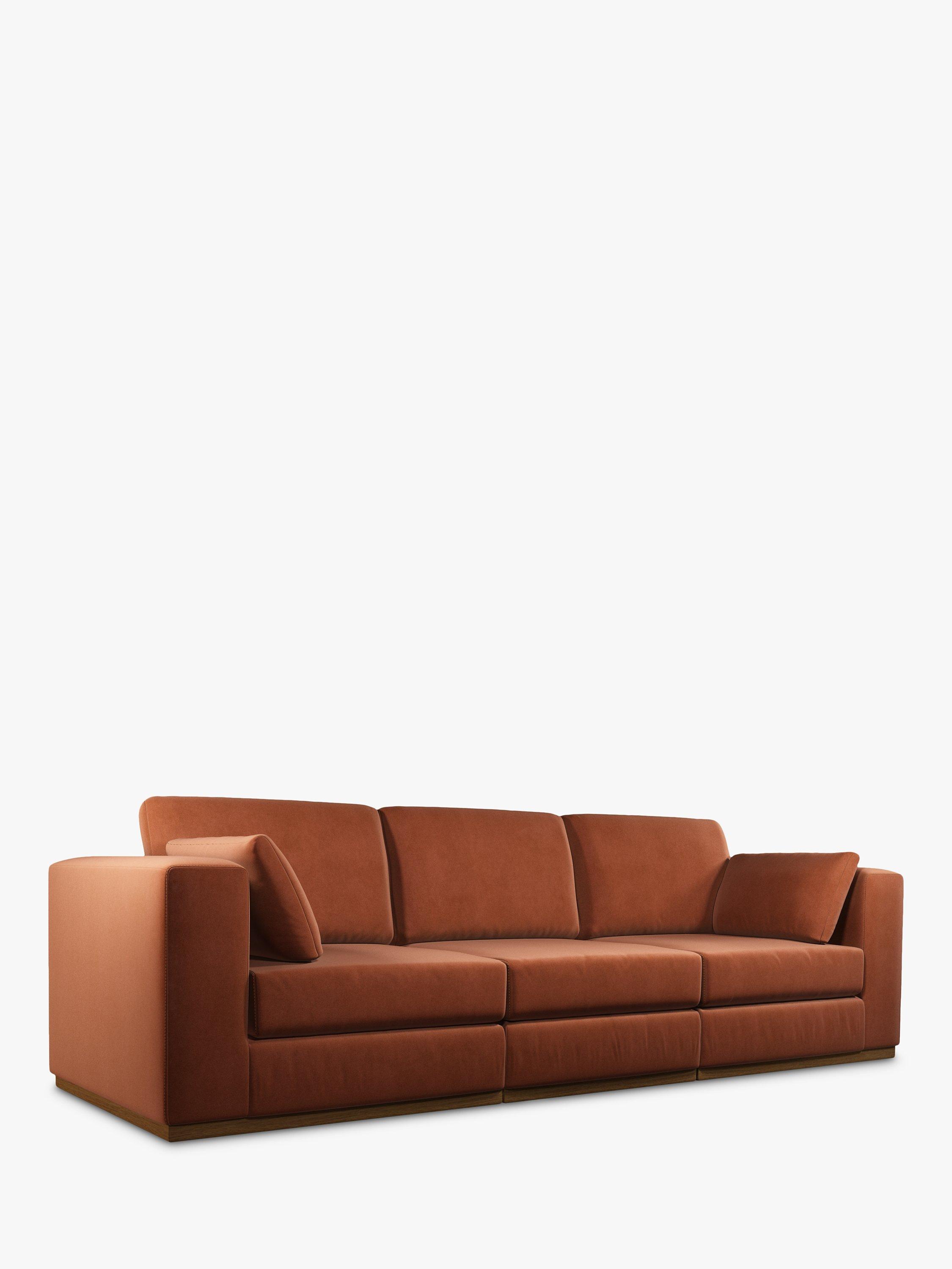Rubik Range, John Lewis + Swoon Rubik Large 3 Seater Sofa, Dark Leg, Rust Velvet