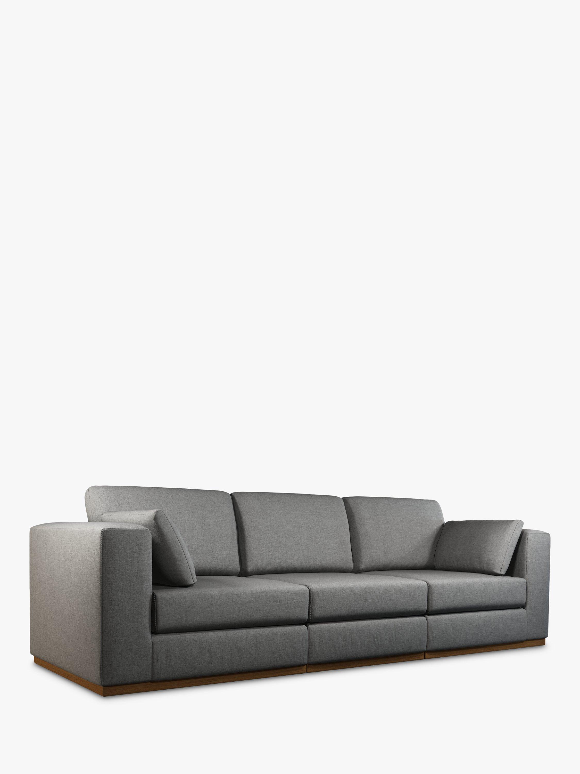 Rubik Range, John Lewis + Swoon Rubik Large 3 Seater Sofa, Dark Leg, Nickel Weave