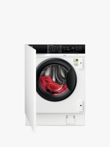 AEG 8000 LF8E8436BI Integrated Washing Machine, 8kg Load, 1400rpm Spin, White, White