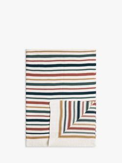 John Lewis Kids' Stripe Pure Cotton Knitted Throw, 150 x 100cm, Multi