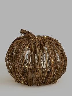 John Lewis Rattan LED Lit Pumpkin Decoration, Multi