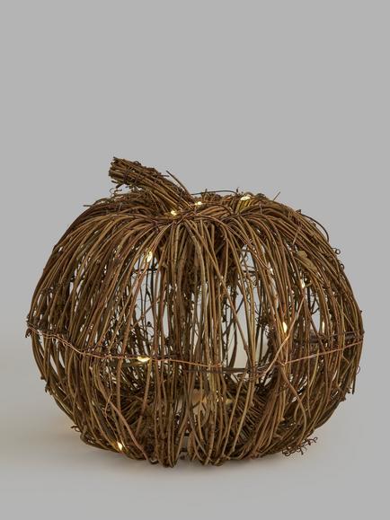 John Lewis Rattan LED Lit Pumpkin Decoration, Multi