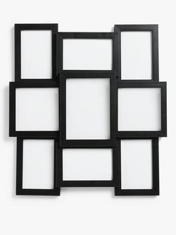 John Lewis Multi-aperture Photo Frame, 9 Photo, Black, Black