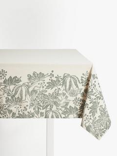 John Lewis Japonica Rectangular Cotton Tablecloth, 250 x 160cm, Green