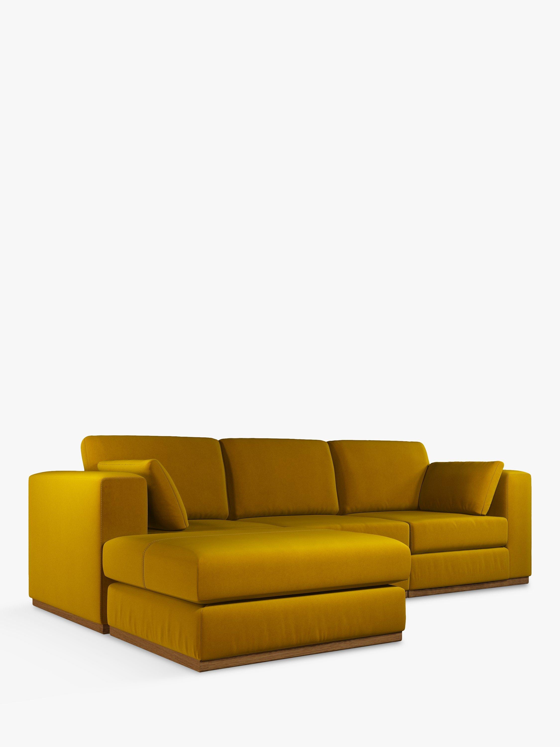 Rubik Range, John Lewis + Swoon Rubik Grand 4 Seater LHF Chaise End Sofa, Dark Leg, Turmeric Velvet