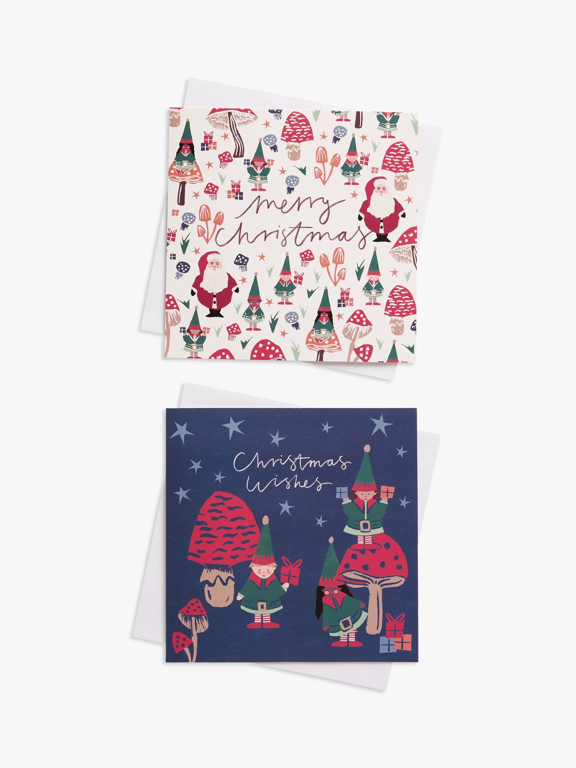 John Lewis Christmas Cottage Santa's Elves Large Charity Christmas Cards, Box of 8