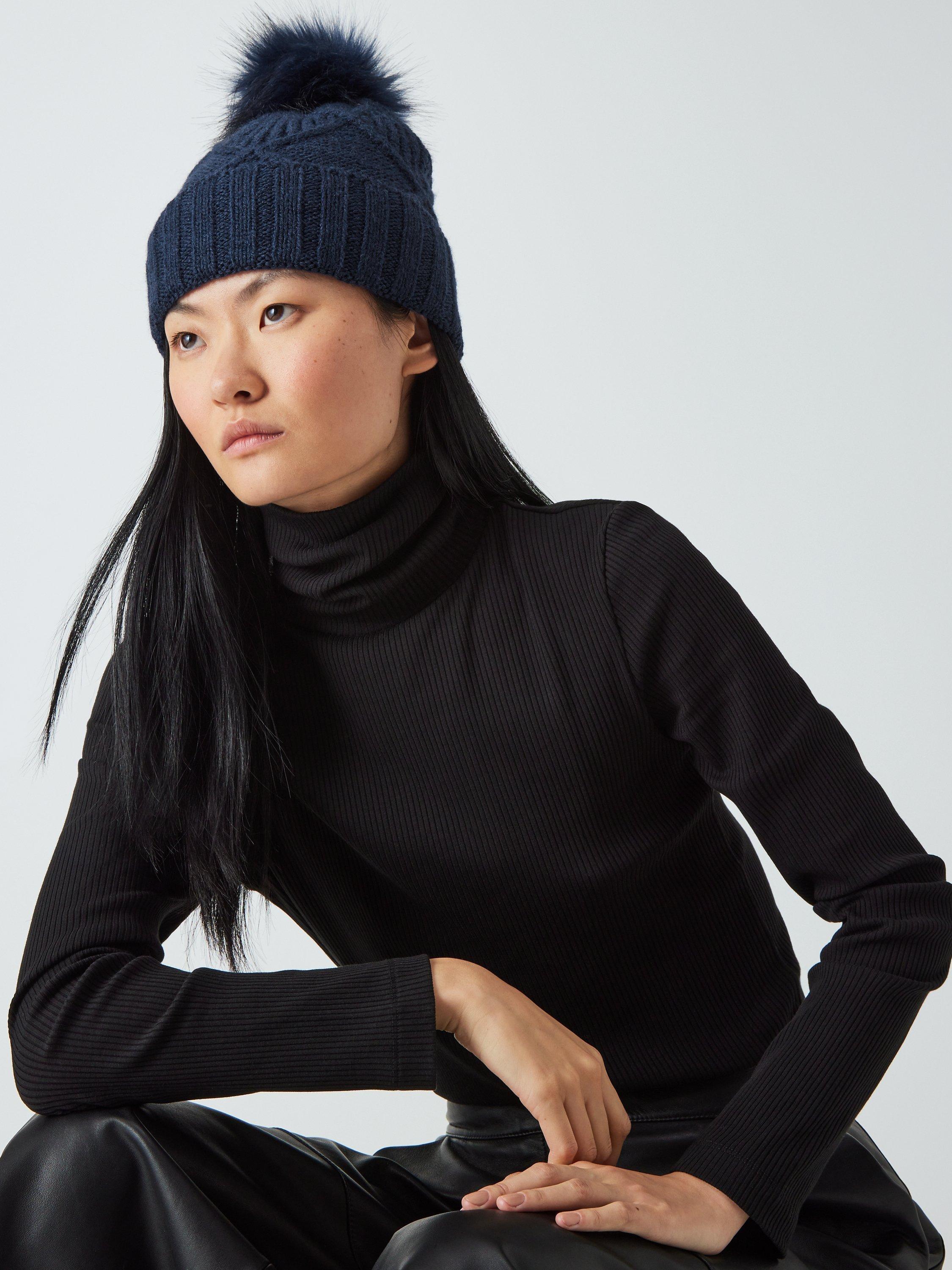 John Lewis Cable Knit Beanie, Navy