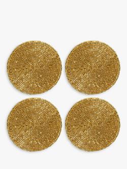 John Lewis Beaded Round Coasters, Set of 4, Gold, Gold