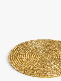 John Lewis Beaded Round Coasters, Set of 4, Gold - view 2, Gold