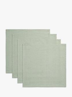 John Lewis Square Cotton Napkins, Set of 4, Green Mid