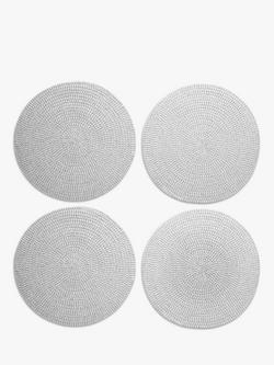 John Lewis Woven Cotton Blend Round Placemat, Set of 4, Light Grey, Light Grey