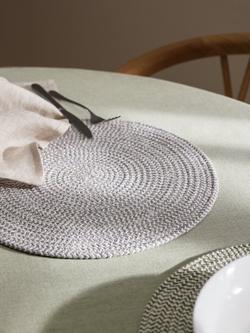 John Lewis Woven Cotton Blend Round Placemat, Set of 4, Light Grey - view 2, Light Grey