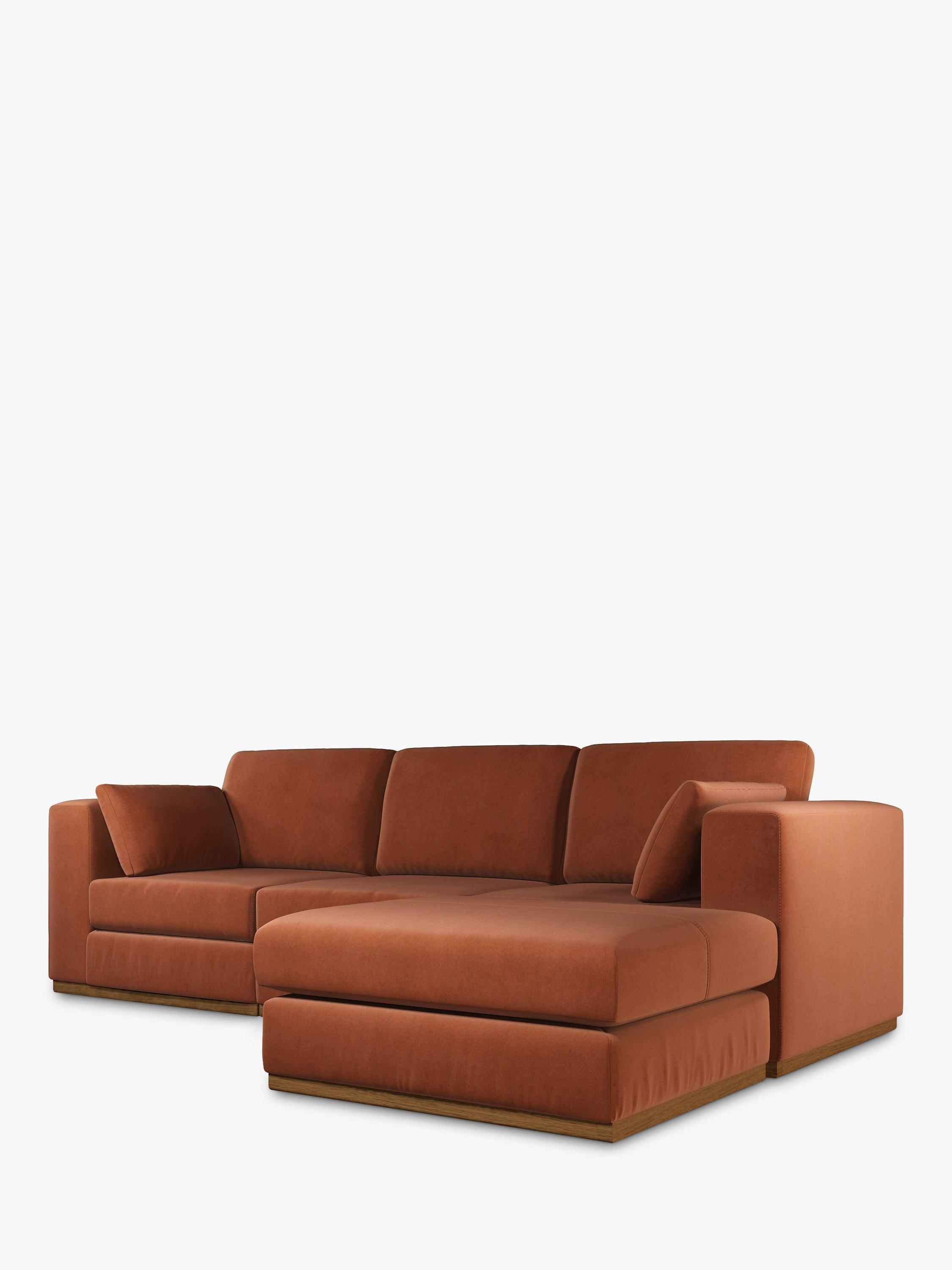 Rubik Range, John Lewis + Swoon Rubik Grand 4 Seater RHF Chaise End Sofa, Dark Leg, Rust Velvet