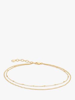 Monica Vinader Beaded Double Chain Anklet, Gold