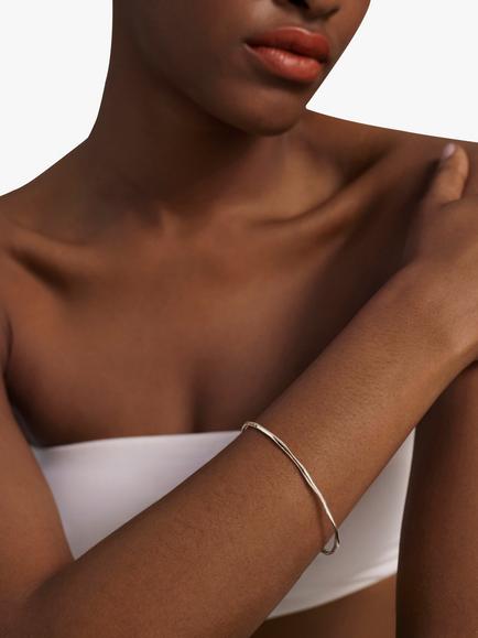 Monica Vinader MV Siren™ Muse Bangle, Silver - view 2, Silver