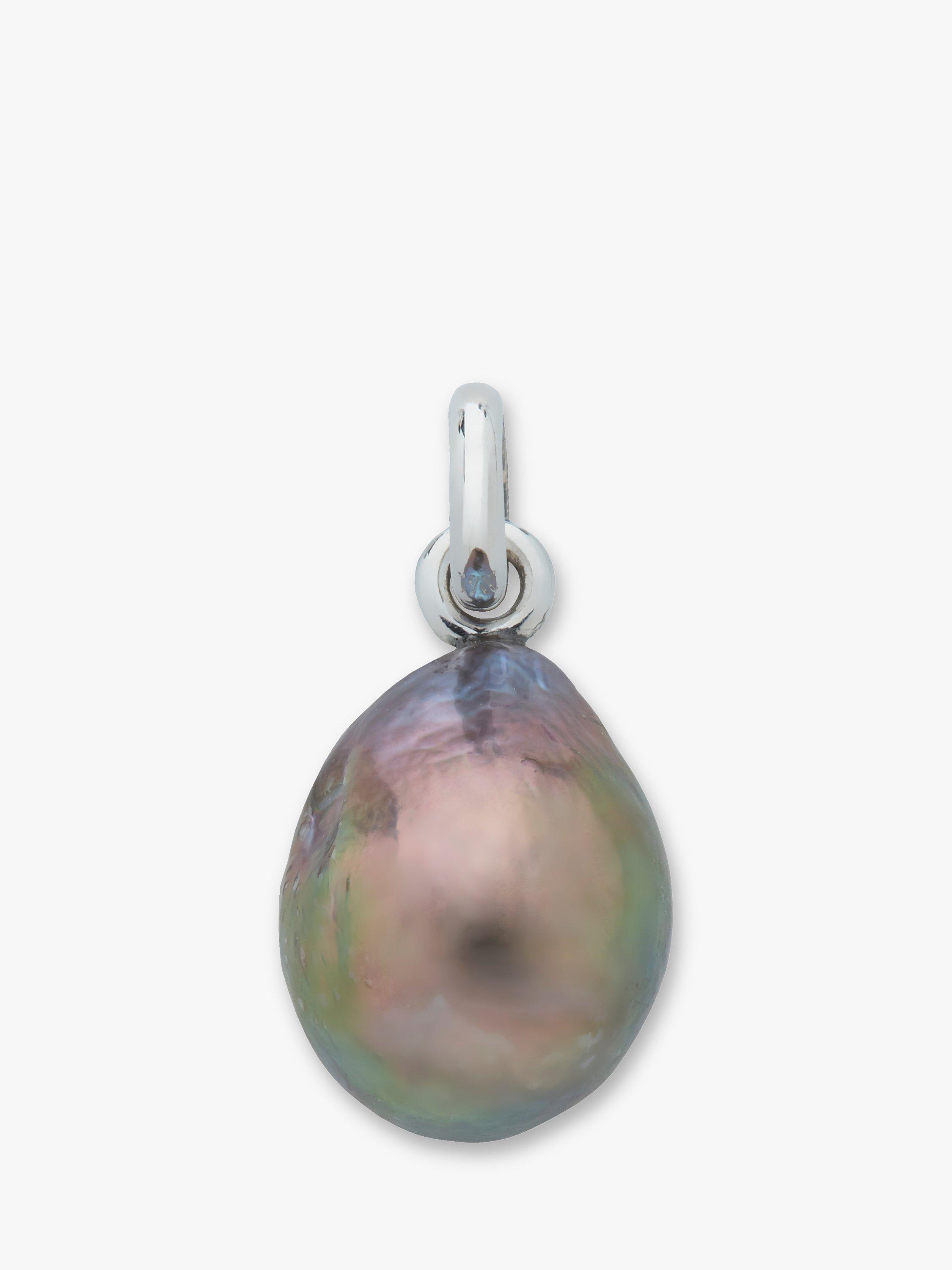 Product image 1 of 3, which shows Monica Vinader Nura Baroque Pearl Pendant, Silver/Grey