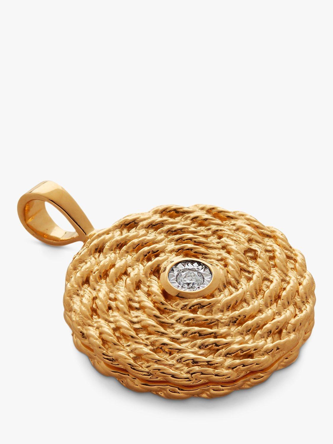 Product image 1 of 6, which shows Monica Vinader Corda Diamond Locket, Gold