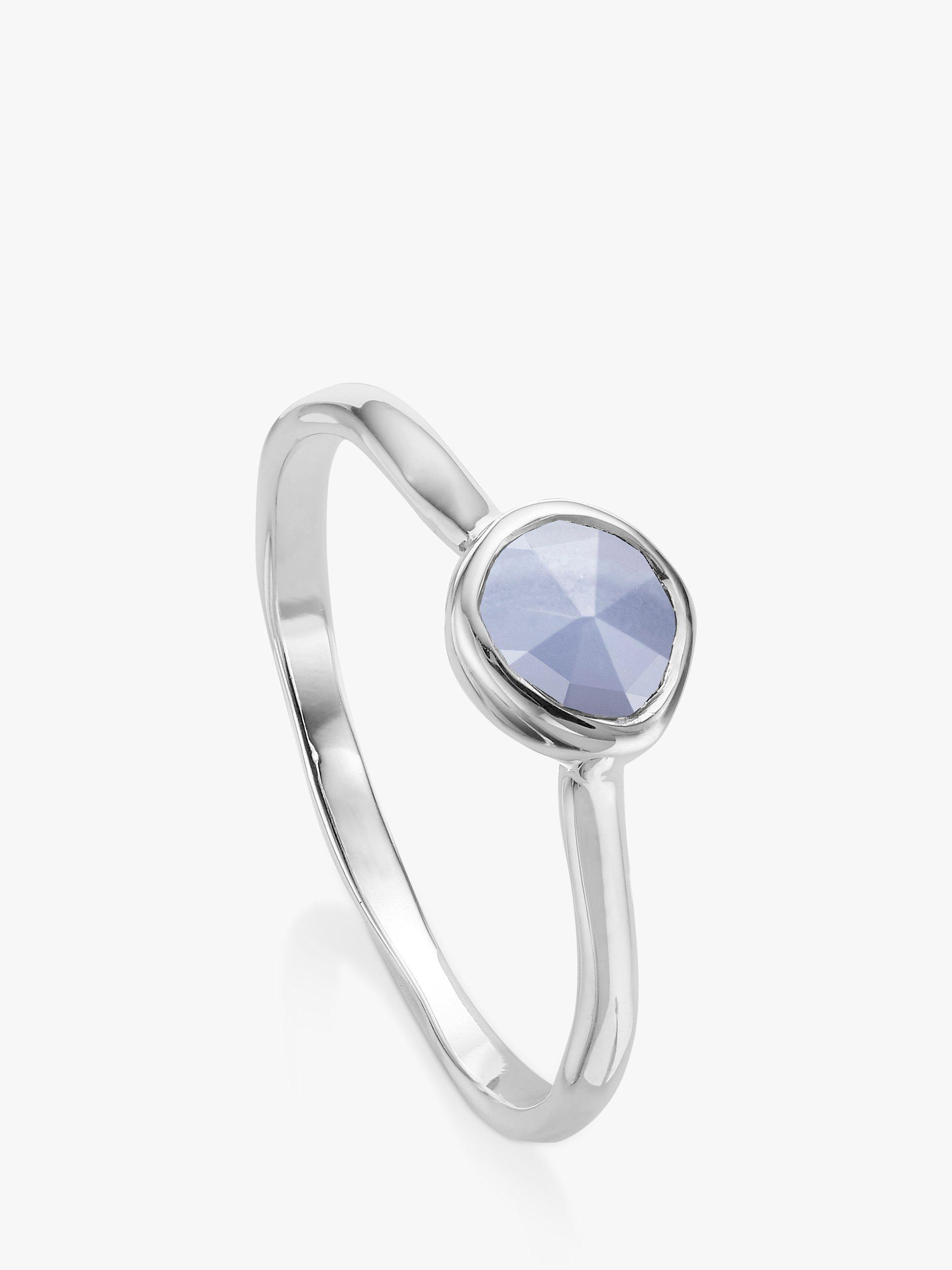 Monica Vinader Small Siren Blue Lace Agate Stacking Ring, Silver