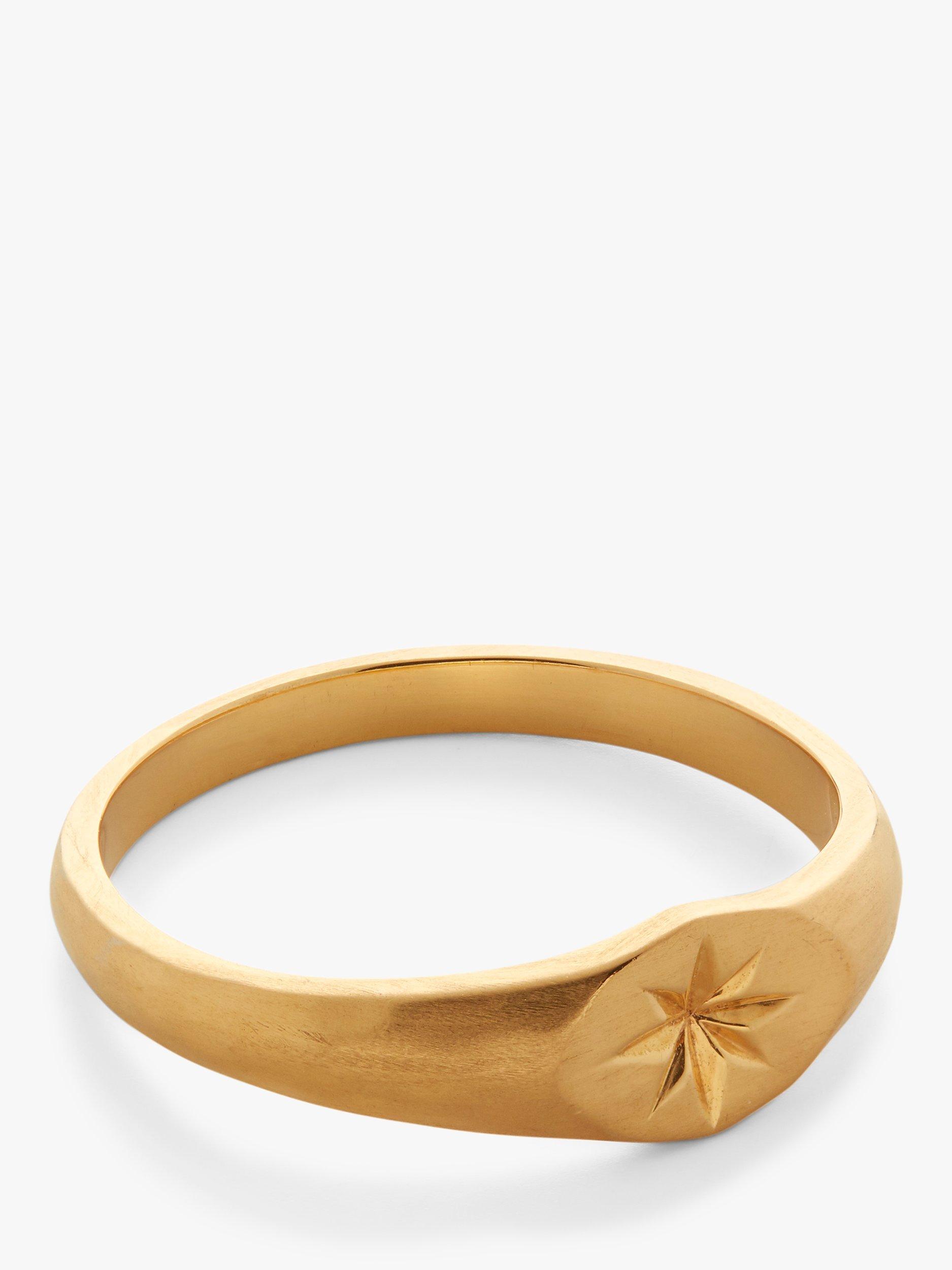 Product image 1 of 6, which shows Monica Vinader Guiding Star Signet Ring, Gold, G