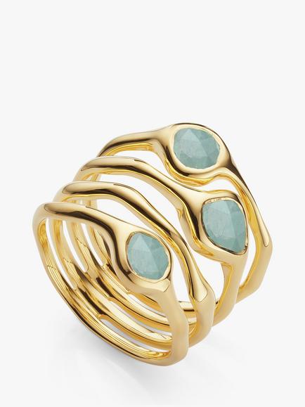 Monica Vinader MV Siren™ Gemstone Stacked Ring, Gold