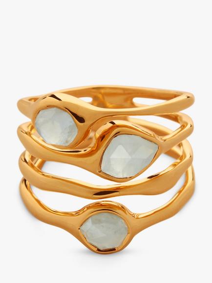Monica Vinader MV Siren™ Gemstone Stacked Ring - view 2, Gold