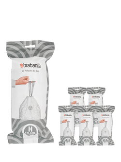 Brabantia PerfectFit Bin Liners, 50-60L - Size H, 120 Bags, White