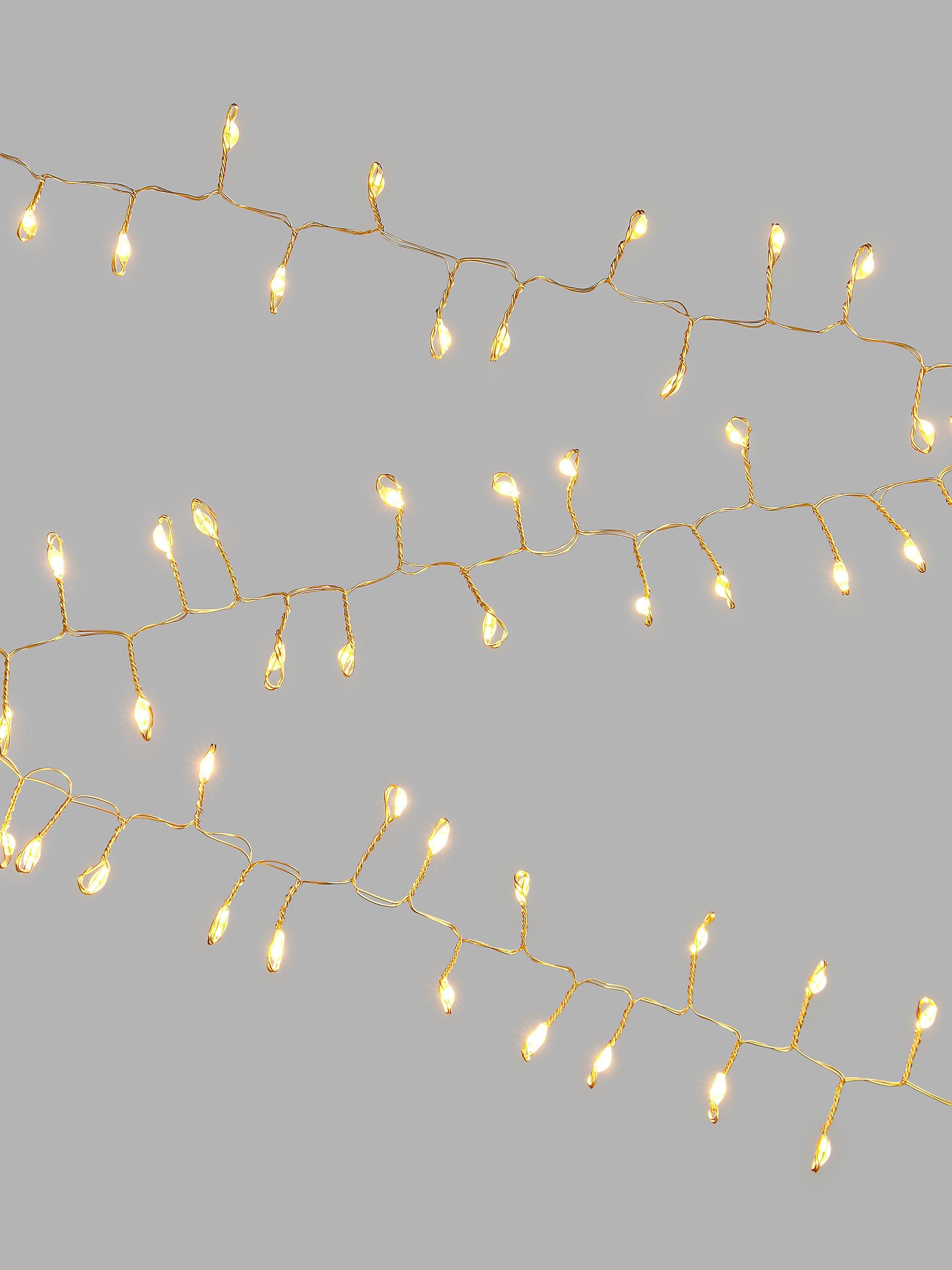 John Lewis 100 LED Cluster Lights, Gold Wire / Warm White, L1.5m