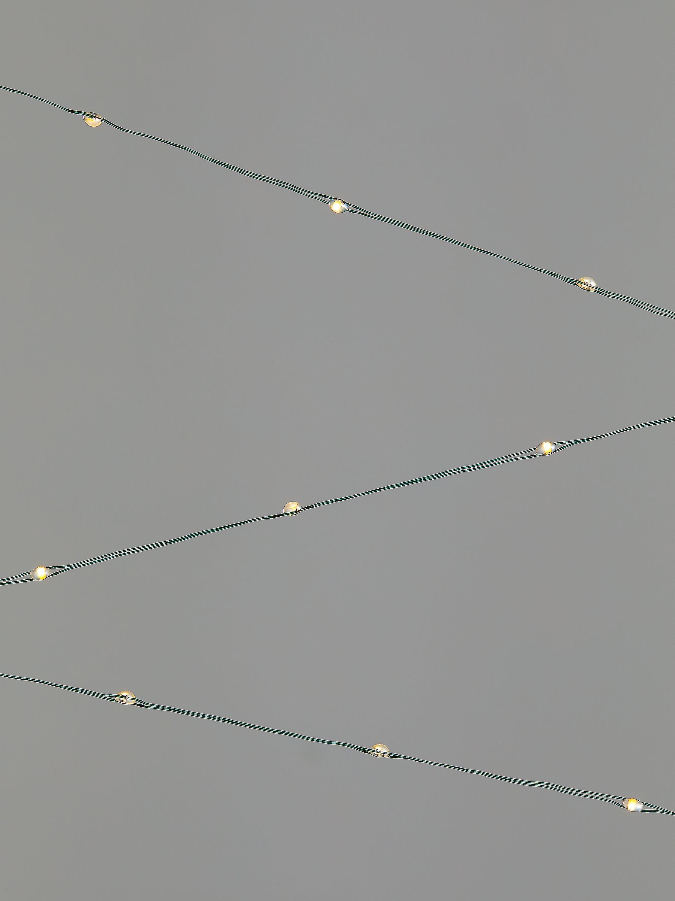 John Lewis 320 LED Lights, Green Wire / Pure White