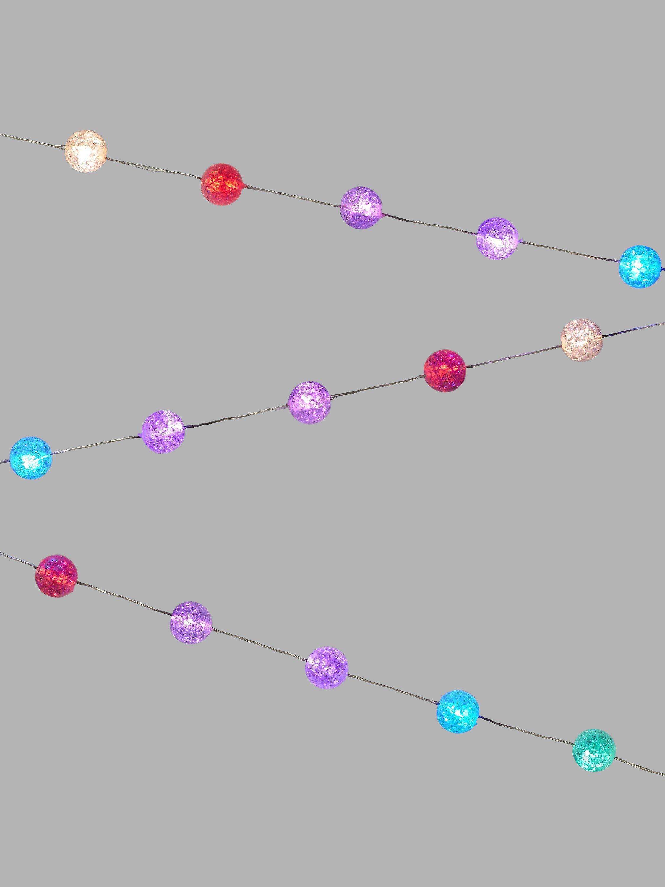 John Lewis 160 LED Frosted Snowball Lights, Multi/Silver Wire, L16m