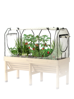 VegTrug Classic Greenhouse Frame & Multi Cover Add on for Outdoor Medium Planter, White Clear