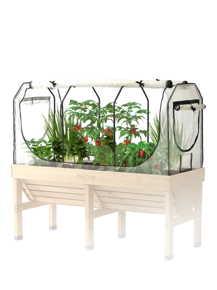 VegTrug Classic Greenhouse Frame & Multi Cover Add on for Outdoor Medium Planter, White Clear