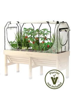 VegTrug Classic Greenhouse Frame & Multi Cover Add on for Outdoor Medium Planter - view 2, White Clear