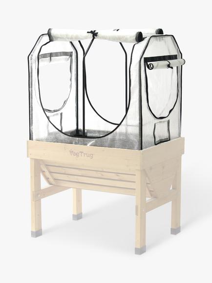 VegTrug Classic Greenhouse Frame & Multi Cover Set for Outdoor Small Planter, White Clear