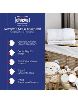 Chicco Next2Me Bedside Crib Bedding Set, Pack of 2, Air - view 2, Air
