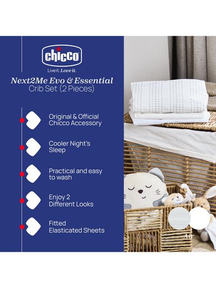 Chicco Next2Me Bedside Crib Bedding Set, Pack of 2, Air - view 2, Air