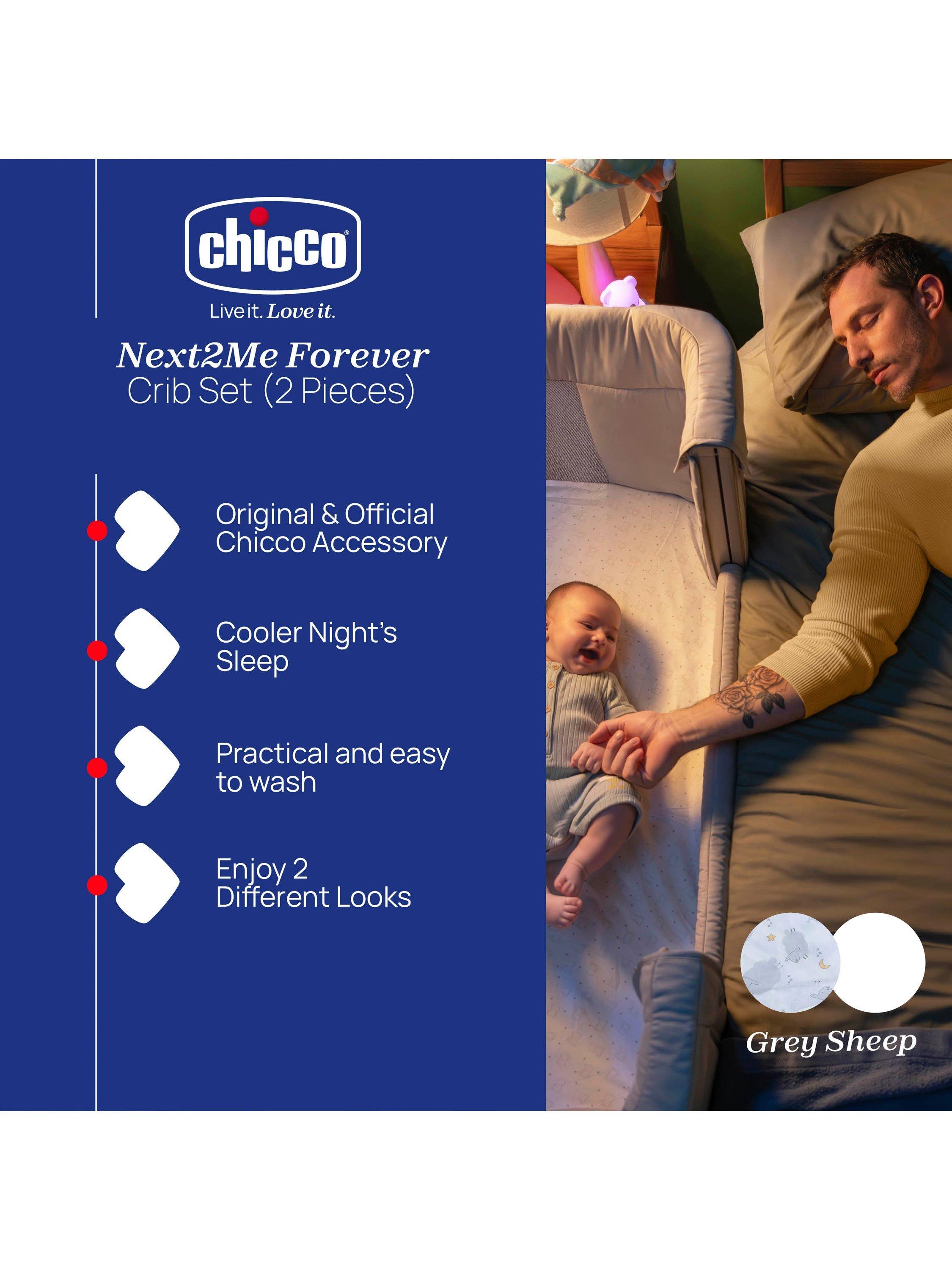 Chicco Next To Me Forever Bedside Crib Sheep Bedding Set Grey White