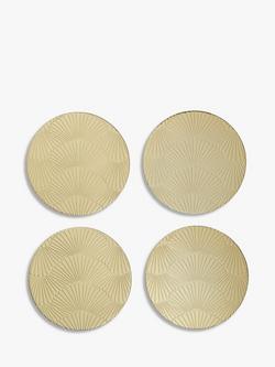 John Lewis Etched Scallop Stainless Steel Round Coasters, Set of 4, Gold Gold