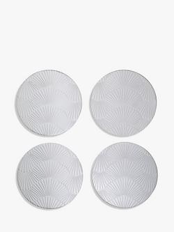 John Lewis Etched Scallop Stainless Steel Round Coasters, Set of 4, Silver Silver