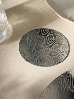 John Lewis Etched Scallop Stainless Steel Round Coasters, Set of 4 - view 2, Silver Silver