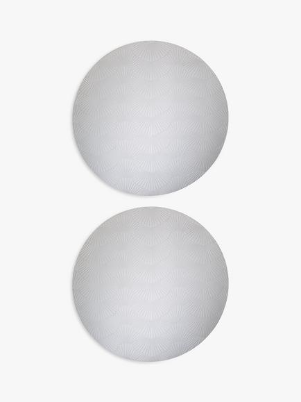 John Lewis Etched Scallop Stainless Steel Round Placemats, Set of 2, Silver Silver