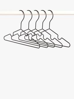 John Lewis Metal Children's Clothes Hangers, Set of 5, Black, Black