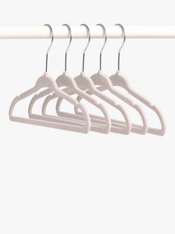John Lewis Flock Children's Coat Hanger, Pack of 5, Grey, Light Grey
