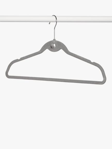 John Lewis Flock Clothes Hangers, Pack of 20, Grey, Grey