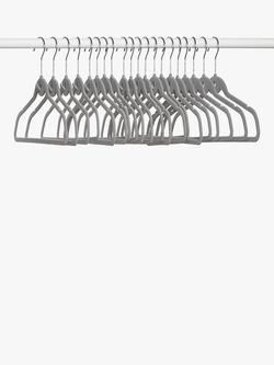 John Lewis Flock Clothes Hangers, Pack of 20, Grey - view 2, Grey