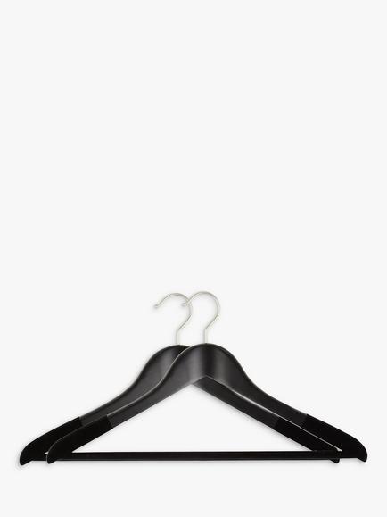 John Lewis Suit Hangers, (FSC Wood) Pack of 2, Black, Black