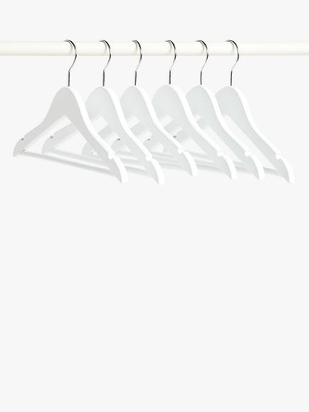 John Lewis Children's (FSC- Lotus Wood) Clothes Hangers, Pack of 6, White, White